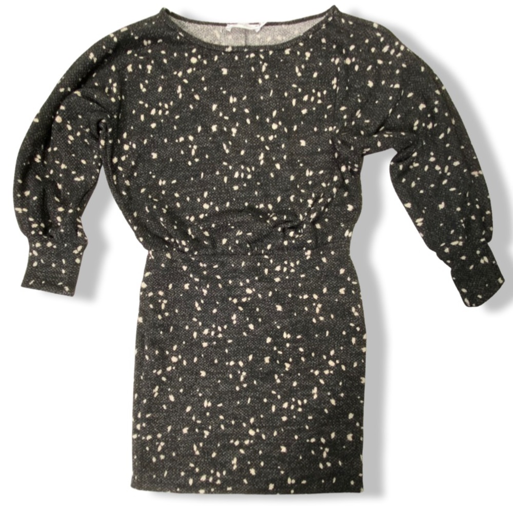 Sweater Dress, Roomy Sleeves Tight Skirt & Wide Neckline, Black & Cream, NWOT